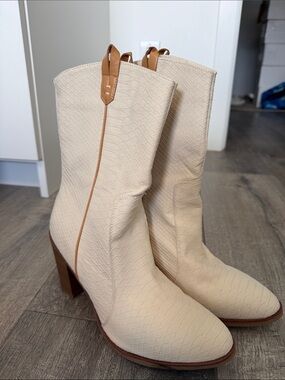 MIA Raylyn Western Flare Mid-Calf Boots Cream Women’s
